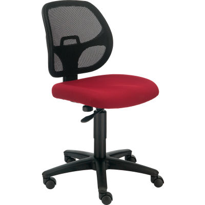 Interion® Armless Mesh Office Chair - Fabric - Red