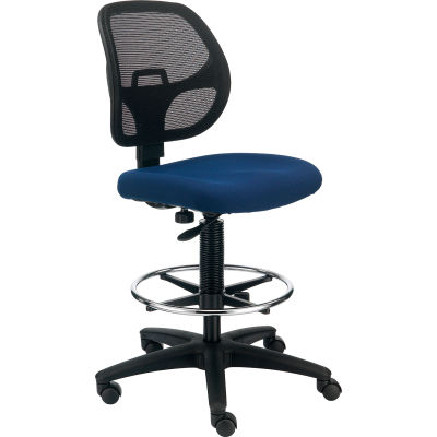 Interion® Armless Mesh Drafting Stool - Fabric - Blue