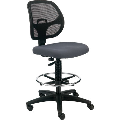 Interion® Armless Mesh Drafting Stool - Fabric - Gray