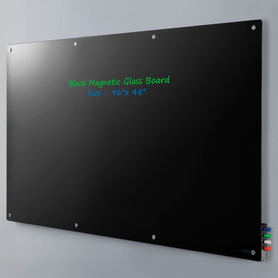 Global Industrial™ Magnetic Glass Dry Erase Board - 96 x 48" - Black