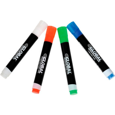 Global Industrial™ Wet Erase Chalk Markers, Assorted Colors, 4 Pack