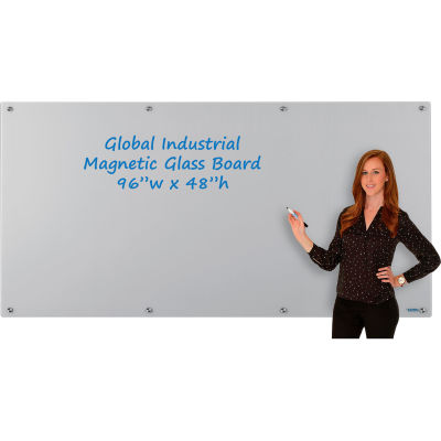 Global Industrial™ Magnetic Glass Dry Erase Board - 96 x 48 - Gray