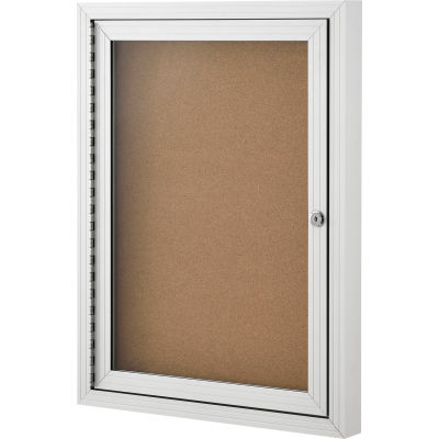 Global Industrial Enclosed Cork Bulletin Board, 1 Door, 24"W x 18"H