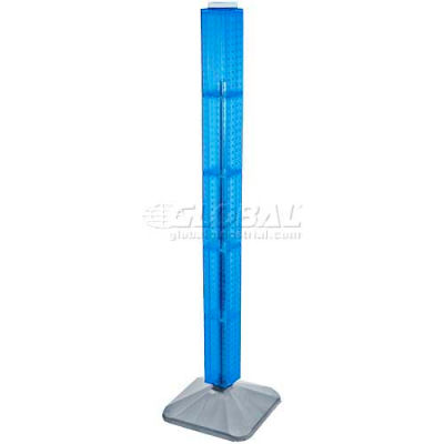 Global Approved 700225-BLU 48" Pegboard Revolving Floor Display, 4-Sided, Blue Translucent ,1 Piece