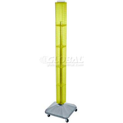 Global Approved 700226-YEL 60" Pegboard Rolling Floor Display, 4-Sided, Yellow Translucent ,1 Piece