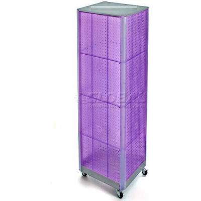 Azar Displays 700406-PUR Four-Sided Spinning Pegboard Floor Display W/ Wheels, 16" x 60", Purple