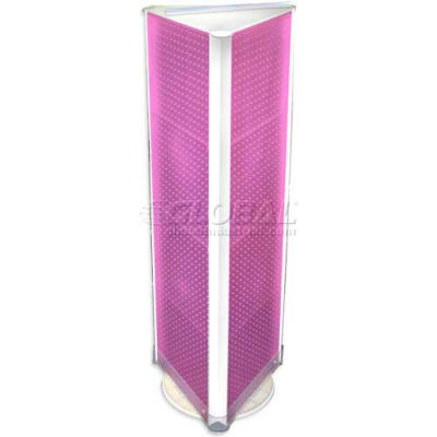 Global Approved 700450-PNK Three-Sided Spinning Pegboard Floor Display, 16" x 60", Pink Opaque