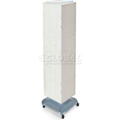Azar Displays 701465-WHT 4-Sided Interlocking Pegboard Floor Display W/ Wheels, 14" x 60", White