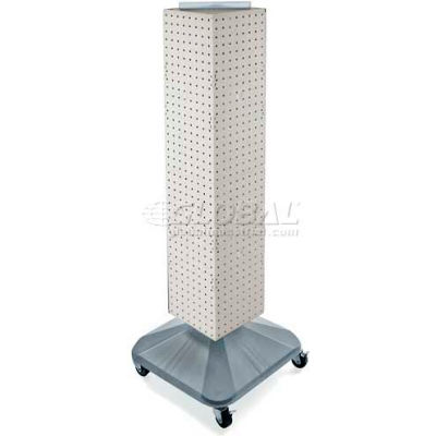 Azar Displays 703388-WHT 4-Sided Interlocking Pegboard Display W/ Wheels, 8" x 40", White Solid