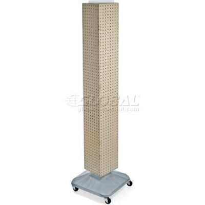 Azar Displays 703390-ALM 4-Sided Interlocking Pegboard Display W/ Wheels, 8" x 60", Almond Solid