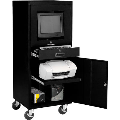 Global Industrial™ Mobile Security Computer Cabinet, Black, Unassembled