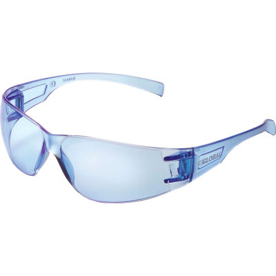 Global Industrial™ Frameless Safety Glasses, Scratch Resistant, Blue Lens - Pkg Qty 12