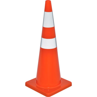Global Industrial™ 36" Traffic Cone, Reflective, Solid Orange Base, 10 lbs