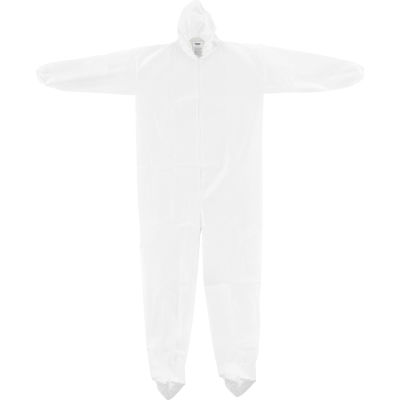 Global Industrial Disposable Microporous Coverall Elastic Hood & Boots WHT 2XL 25/Case