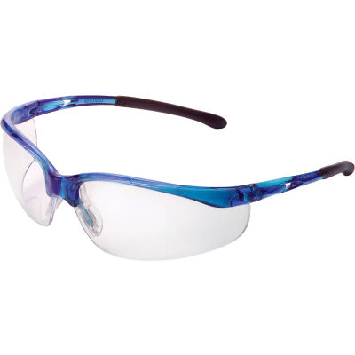 Global Industrial Half Frame Safety Glasses, Anti-Fog, Clear Lens, Blue Frame