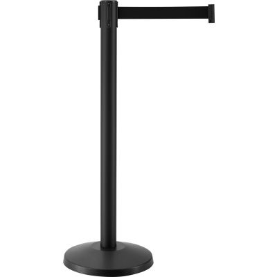 Global Industrial Retractable Belt Barrier, 40" Black Post, 7-1/2' Black Belt - Pkg Qty 2