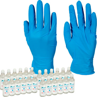 Nitrile Gloves & Sanitizer Bundle, 4 MIL, Blue, Small, Case of 10 Boxes & Case Hand Sanitizer