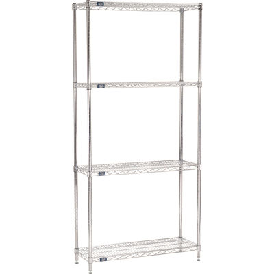 Nexel® Chrome Wire Shelving Starter - 36"W x 12"D x 86"H