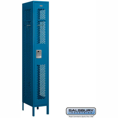 Single Tier 1 Door Vented Metal Locker, 12"Wx18"Dx72"H, Blue, Unassembled