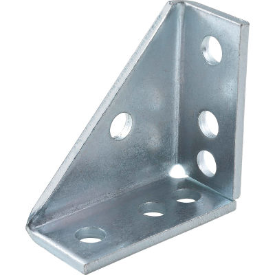Global Industrial 1-5/8" 90° Gusseted Fitting P2484eg, 7 Hole, Electro-Galvanized - Pkg Qty 5
