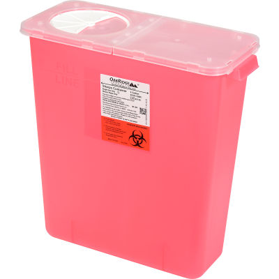 Oakridge Products 3 Gallon Sharps Container w/ Split Rotor Lid, Red