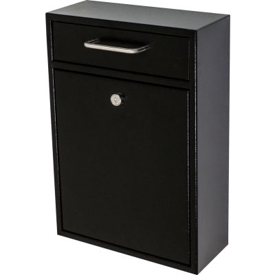Mail Boss Epoch Wall Mount Locking Drop Box 7412 11-1/4"W x 4-3/4"D x 16-1/4"H Black