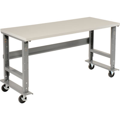 Global Industrial™ 72x36 Mobile Adjustable Height C-Channel Leg Workbench - ESD Square Edge