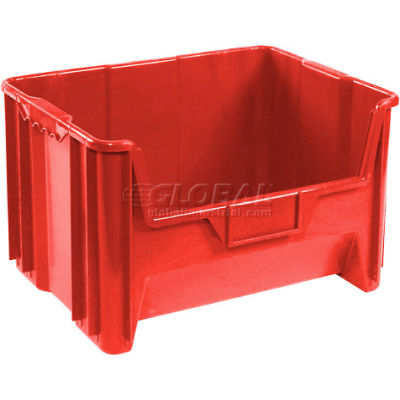 Global Industrial™ Plastic Hopper Bin, 19-7/8"W x 15-1/4"D x 12-7/16"H, Red - Pkg Qty 3