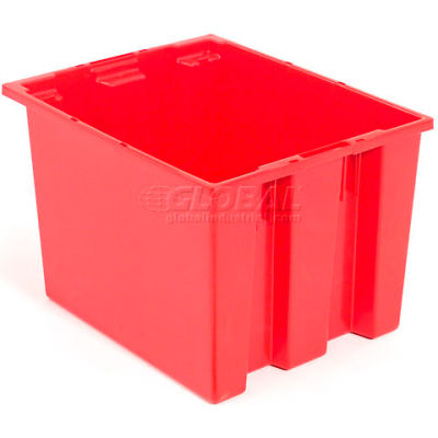 Global Industrial Stack and Nest Storage Container SNT195 No Lid 19-1/2 x 15-1/2 x 13, Red - Pkg Qty 6