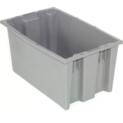 Global Industrial Stack and Nest Storage Container SNT185 No Lid 18 x 11 x 9, Gray - Pkg Qty 6