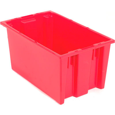 Global Industrial Stack and Nest Storage Container SNT180 No Lid 18 x 11 x 6, Red - Pkg Qty 6