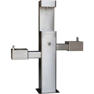 Global Industrial™ Outdoor Bottle Filling Station w/ Bi-Level Drinking Fountain, Stainless