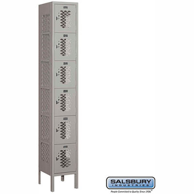 Six Tier 6 Door Vented Metal Locker, 12"Wx12"Dx12"H, Gray, Assembled