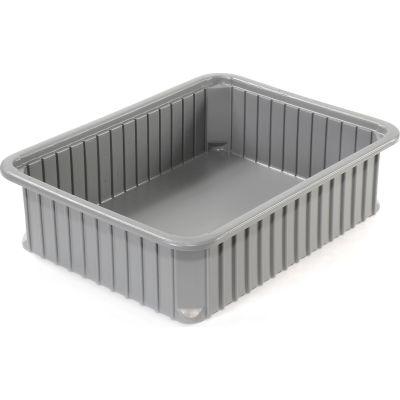 Dandux Dividable Stackable Plastic Box 50P0114070 - 22-1/2"L x 17-1/2"W x 7"H, Gray