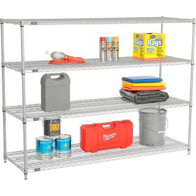 Nexelate® Silver Epoxy Wire Shelving Starter 72"W x 24"D x 54"H