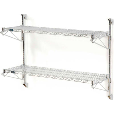 Nexel® Chrome Wall Mount Wire Shelving 36"W x 14"D x 34"H 2 - Shelf Starter