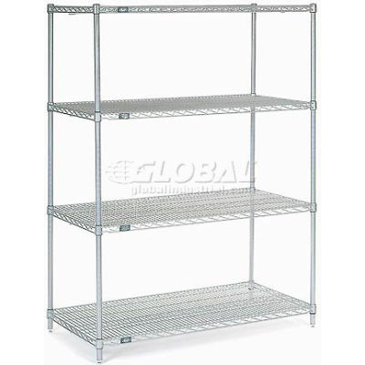 Nexelate® Silver Epoxy Wire Shelving Starter 48"W x 30"D x 63"H