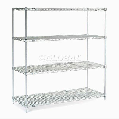 Nexelate® Silver Epoxy Wire Shelving Starter 60"W x 30"D x 63"H