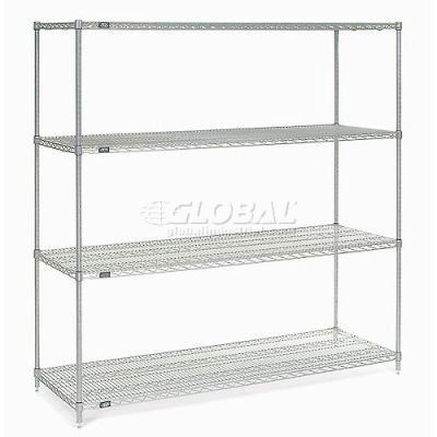 Nexelate® Silver Epoxy Wire Shelving Starter 72"W x 30"D x 74"H