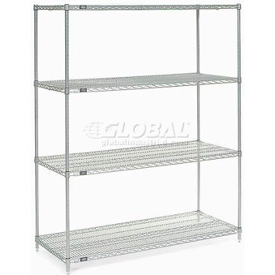 Nexelate® Silver Epoxy Wire Shelving Starter 60"W x 36"D x 74"H