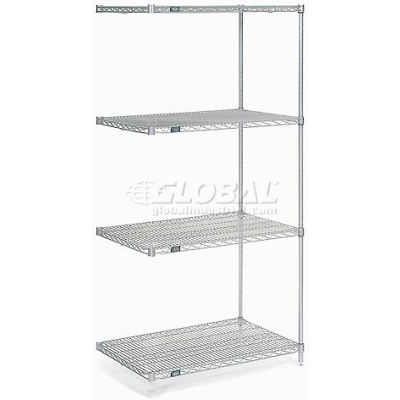 Nexelate® Silver Epoxy Wire Shelving Add-On 36"W x 36"D x 74"H