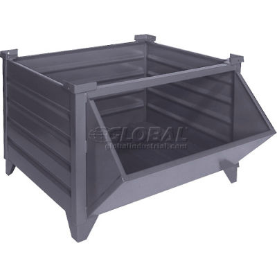 Topper Stackable Steel Container 51018GYHF Solid, Hopper Front, 42"L x 30"W x 24"H, Gray