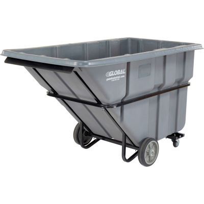 Global Industrial Extra Heavy Duty Plastic Tilt Truck, 1.5 Cu. Yd. Cap, 2000 Lbs. Cap, Gray