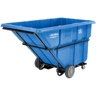 Global Industrial Forkliftable Extra HD Plastic Recycling Tilt Truck, 1-1/2 Cu. Yd.