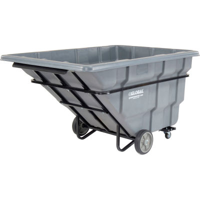 Global Industrial Extra Heavy Duty Plastic Tilt Truck, 2.5 Cu. Yd. Cap, 2750 Lbs. Cap, Gray
