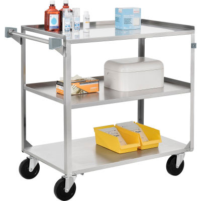 Global Industrial™ Stainless Steel Utility Cart 30-3/4 x 18-3/8 x 33 300 Lb Cap