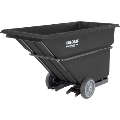 Global Industrial Forkliftable Extra HD Plastic Tilt Truck, 1 Cu. Yd. Cap, 2000 Lbs. Cap, Blk