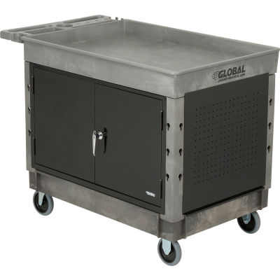 Global Industrial™ Utility Cart w/2 Tray Shelves & 5" Casters, 44"L x 25-1/2"W x 32-1/2"H