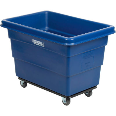 Global Industrial™ Plastic Bulk Box Truck, 6 Bushel, Steel Chassis Base, Blue