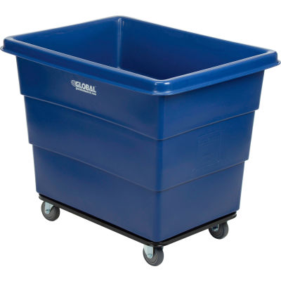 Global Industrial™ Plastic Bulk Box Truck, 12 Bushel, Steel Chassis Base, Blue